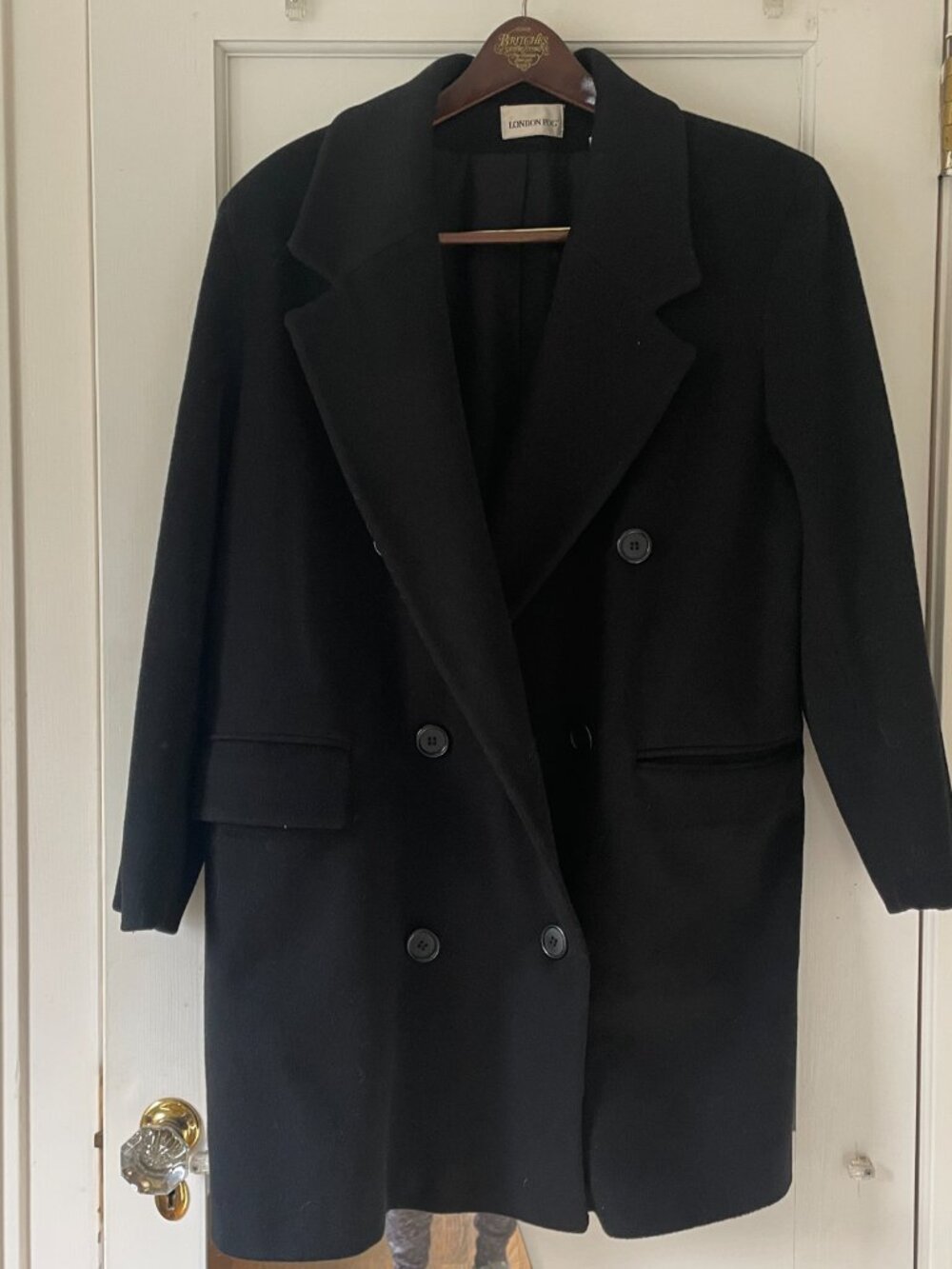 London Fog Black Double-Breasted Pea Coat Size 10 Wool - Picture 2 of 9